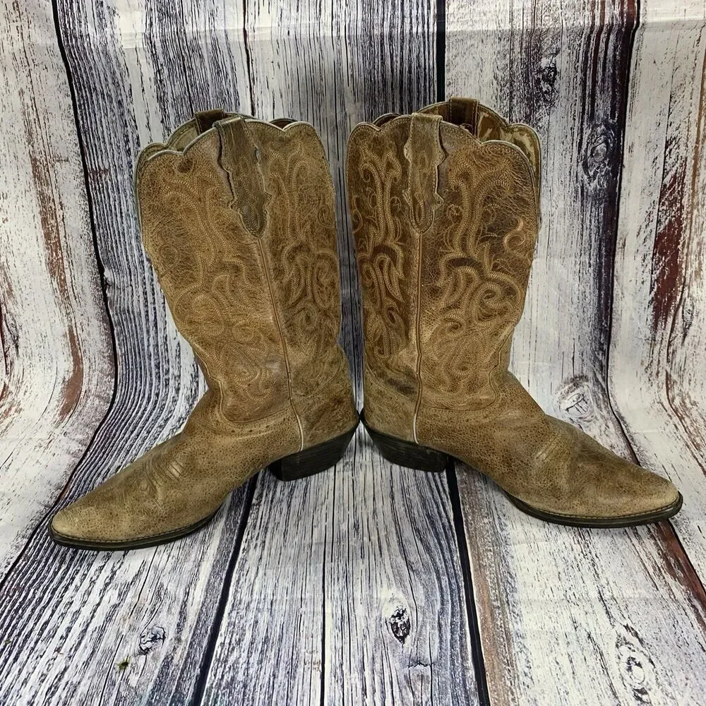 Justin McKayla L2561 Brown Leather Pointed Toe Western Boots Womens Size 10